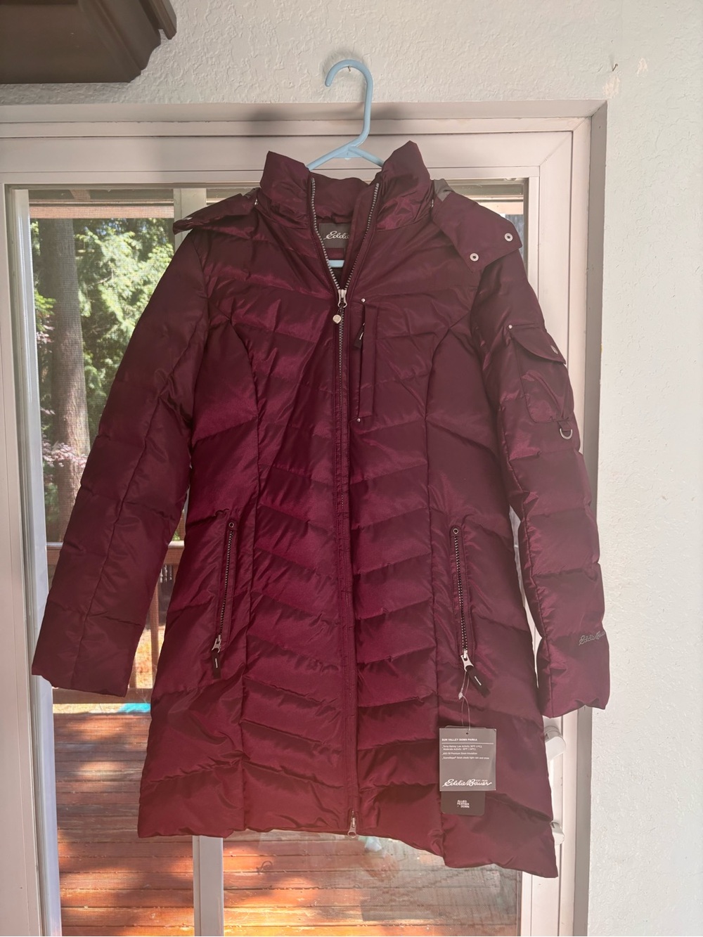 Eddie Bauer Women's Wine Red Quilted Down Coat